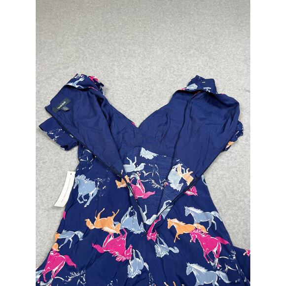 Modcloth Womens Size S Blue Horses Neon Stampede Mini Dress - Picture 10 of 10